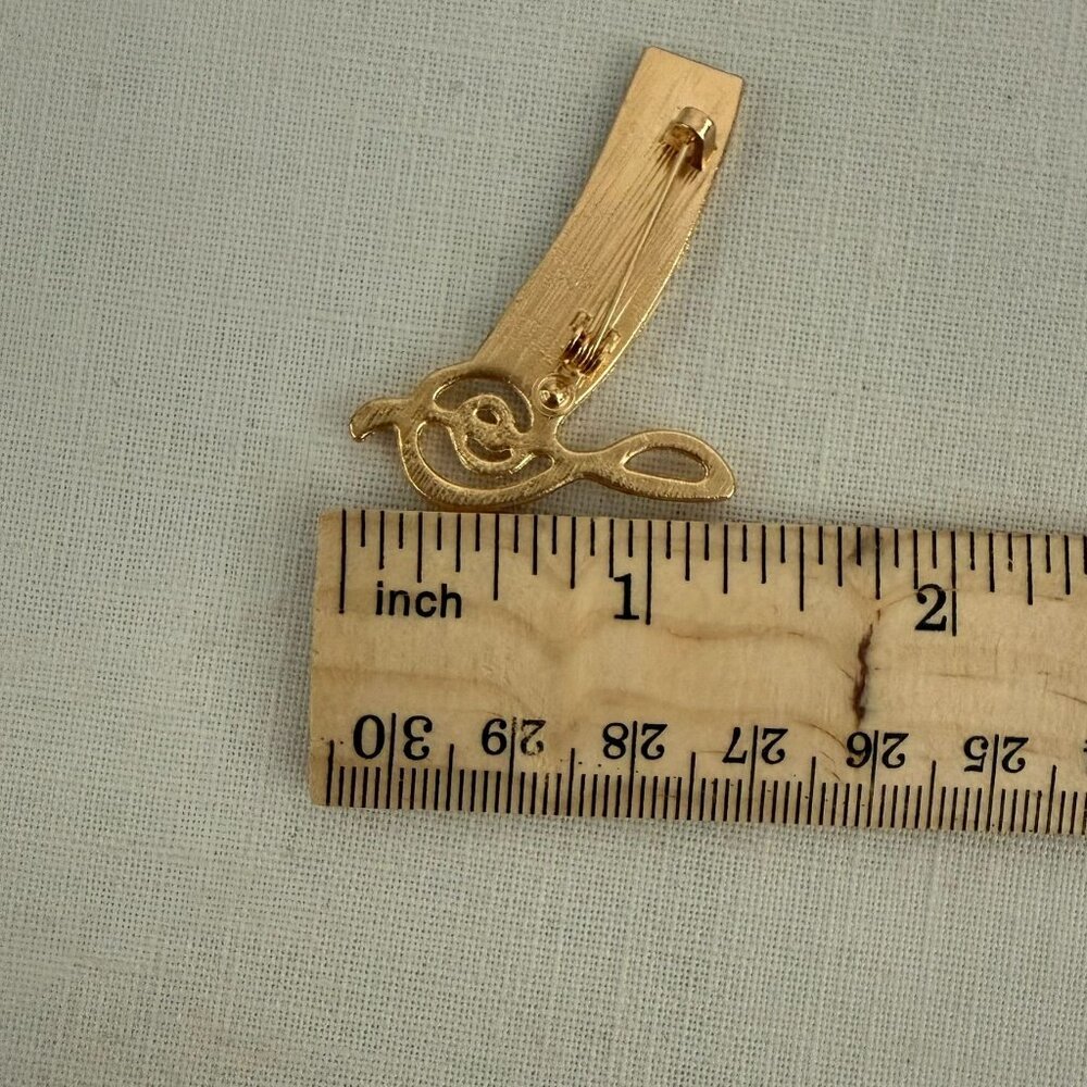 Gold Tone Piano Keyboard Treble Clef Music Pin Brooch - Picture 4 of 7